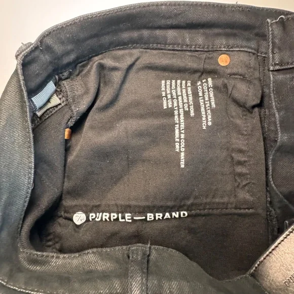 Purple Brand P0001 Skinny Jeans Men's Size 34 Black Distressed Streetwear Grunge